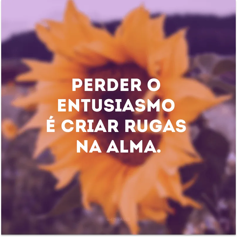 Perder o entusiasmo é criar rugas na alma.