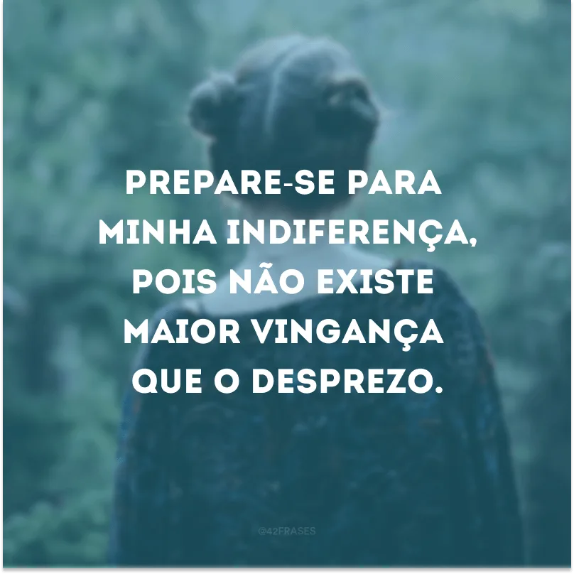 Prepare-se para minha indiferença, pois não existe maior vingança que o desprezo.