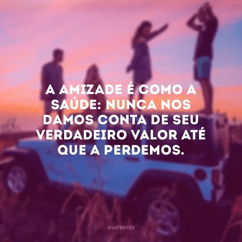 A amizade é como a saúde: nunca nos damos conta de seu verdadeiro valor até que a perdemos.