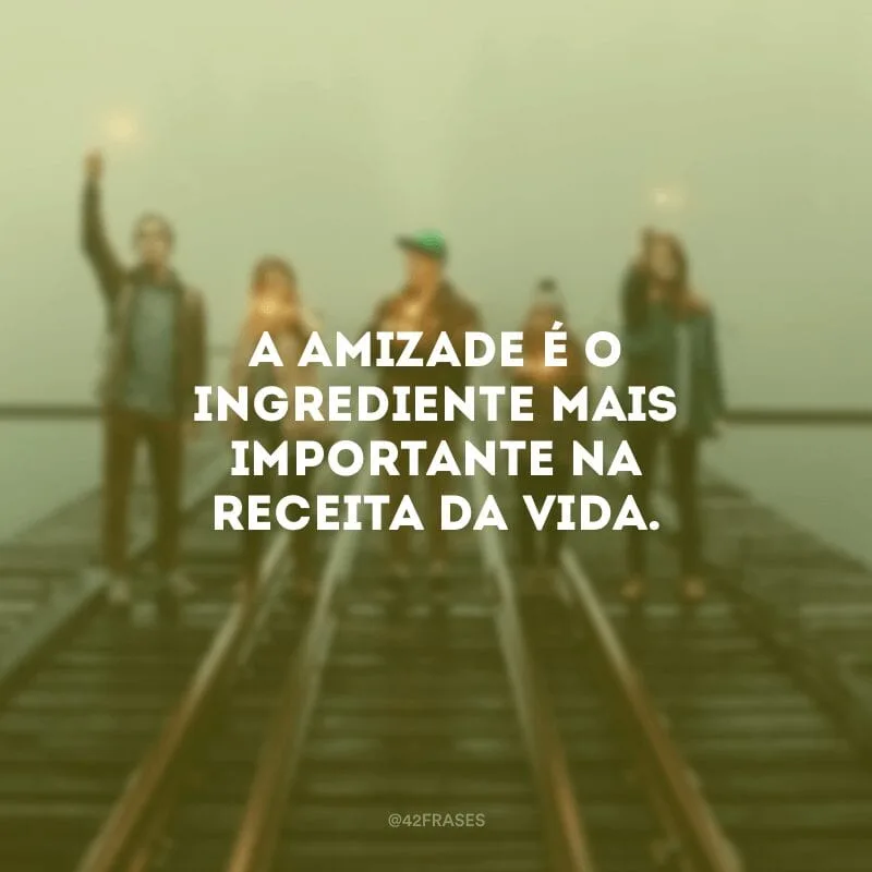 A amizade é o ingrediente mais importante na receita da vida.