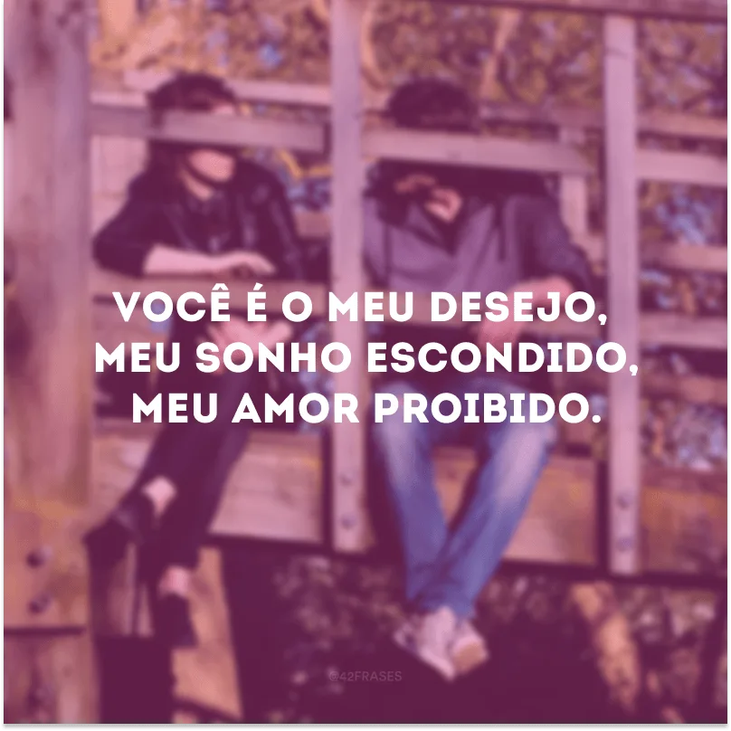 Você é o meu desejo, meu sonho escondido, meu amor proibido. 