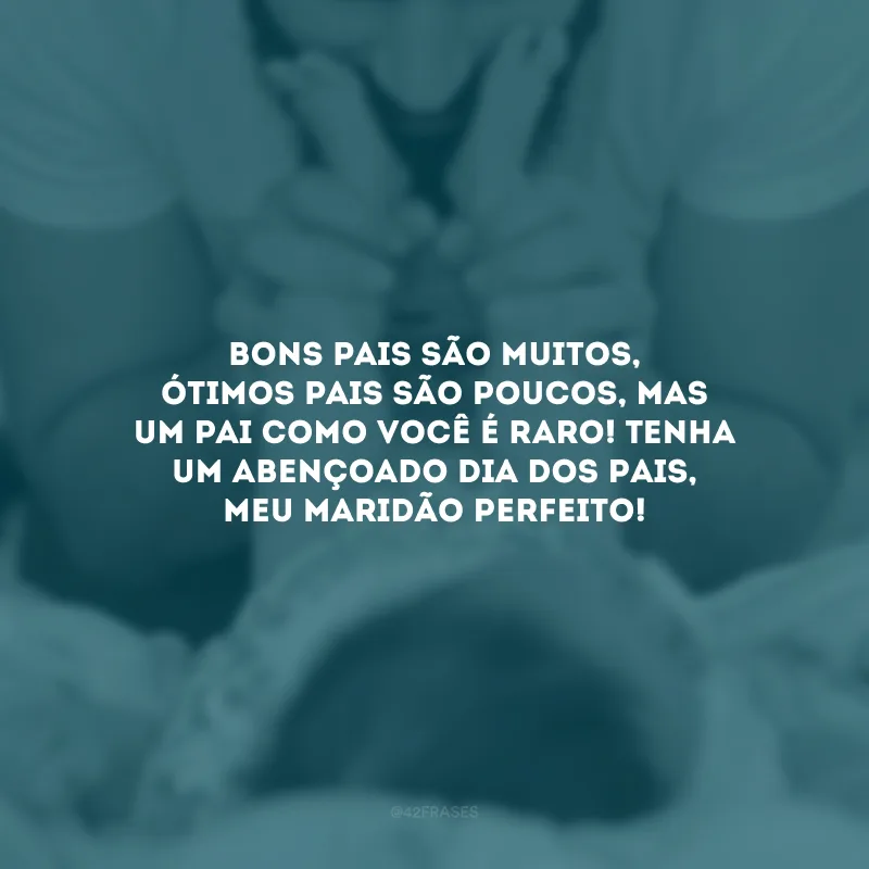Bons pais são muitos, ótimos pais são poucos, mas um pai como você é raro! Tenha um abençoado Dia dos Pais, meu maridão perfeito!