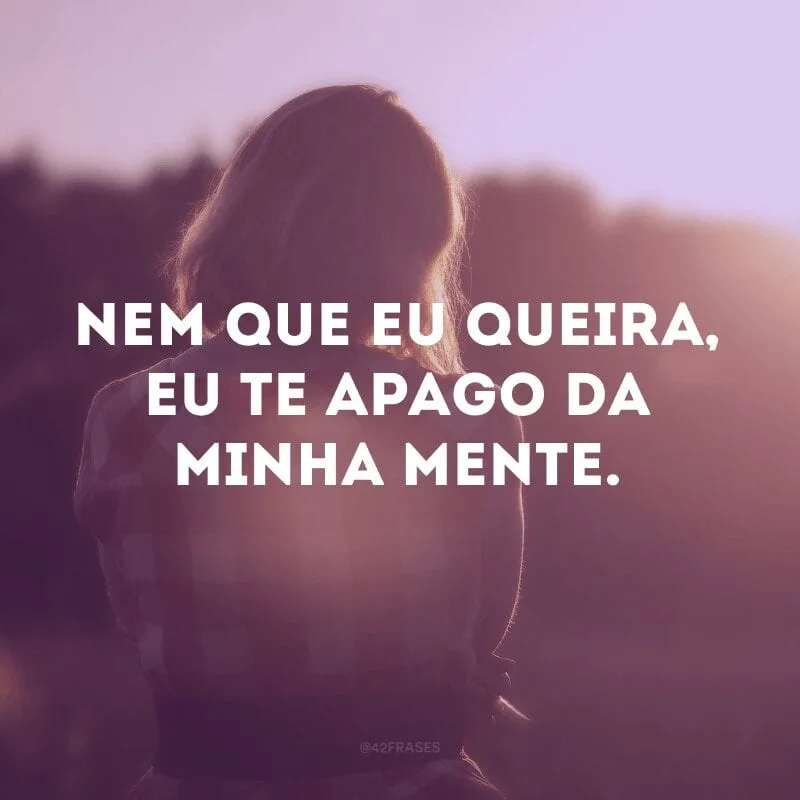 Nem que eu queira, eu te apago da minha mente.