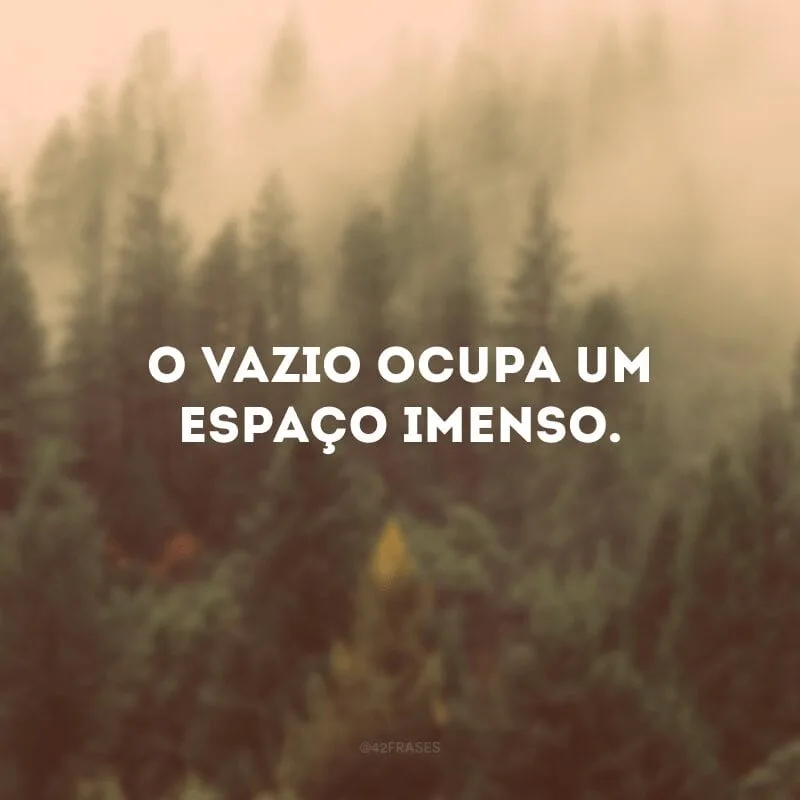 O vazio ocupa um espaço imenso. 
