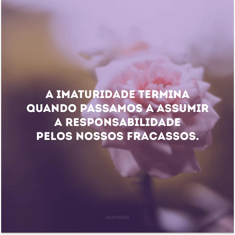 A imaturidade termina quando passamos a assumir a responsabilidade pelos nossos fracassos.