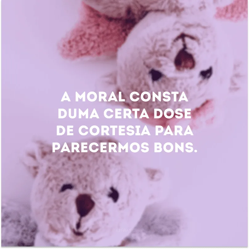 A moral consta duma certa dose de cortesia para parecermos bons.  