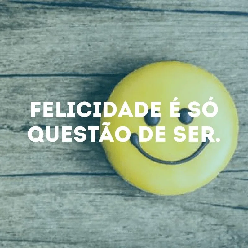 Felicidade é só questão de ser.