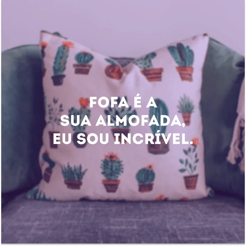 Fofa é a sua almofada, eu sou incrível.