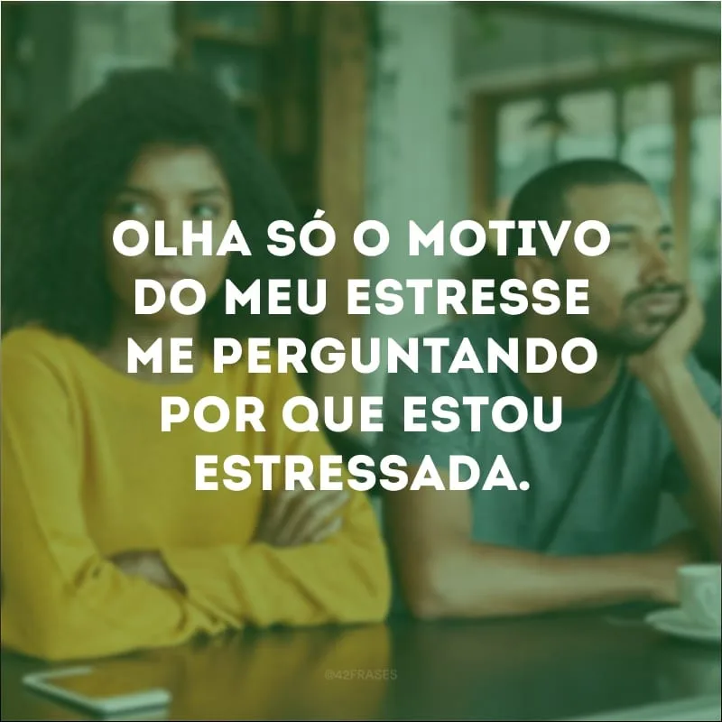 Olha só o motivo do meu estresse me perguntando por que estou estressada.