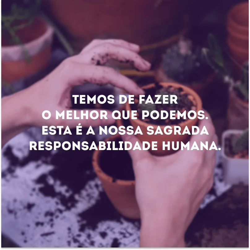 Temos de fazer o melhor que podemos. Esta é a nossa sagrada responsabilidade humana. 