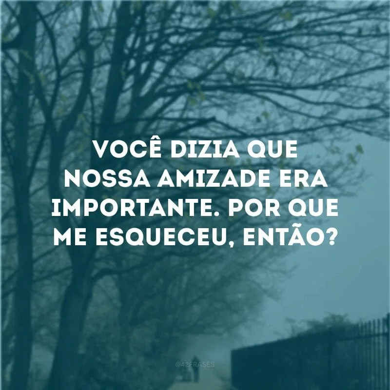 Você dizia que nossa amizade era importante. Por que me esqueceu, então?
