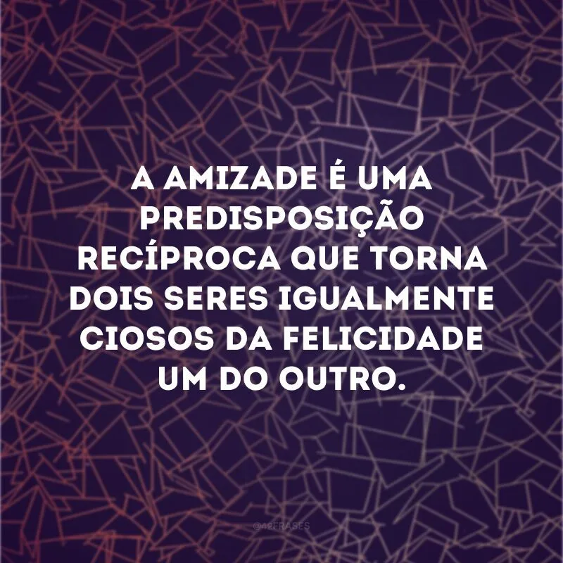 A amizade é uma predisposição recíproca que torna dois seres igualmente ciosos da felicidade um do outro.
