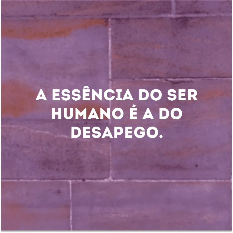 A essência do ser humano é a do desapego.