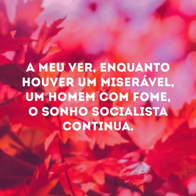 A meu ver, enquanto houver um miserável, um homem com fome, o sonho socialista continua.