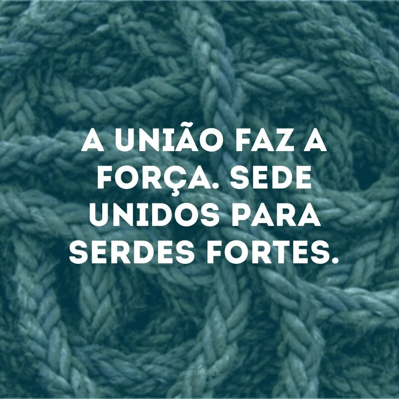 A união faz a força. Sede unidos para serdes fortes.