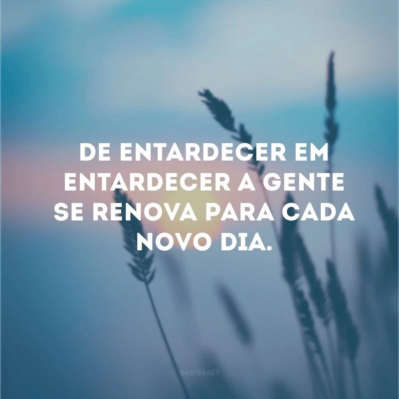 De entardecer em entardecer a gente se renova para cada novo dia. 