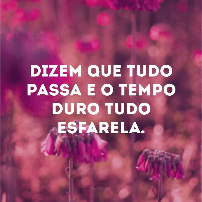 Dizem que tudo passa e o tempo duro tudo esfarela.