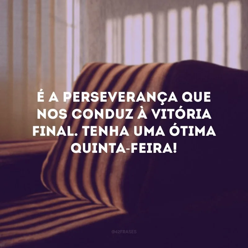 É a perseverança que nos conduz à vitória final. Tenha uma ótima quinta-feira!