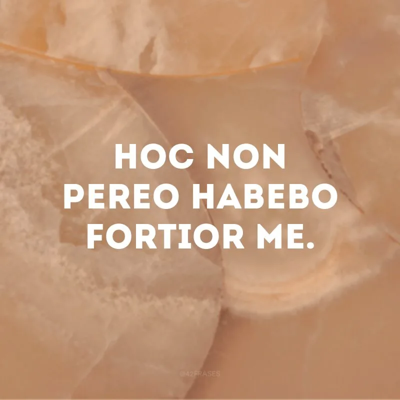 Hoc non pereo habebo fortior me.
(O que não me mata, faz-me mais forte.)  