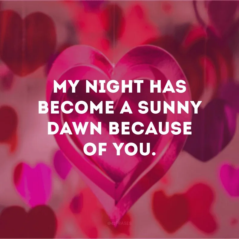 My night has become a sunny dawn because of you.
(Minha noite se tornou um amanhecer ensolarado por sua causa)