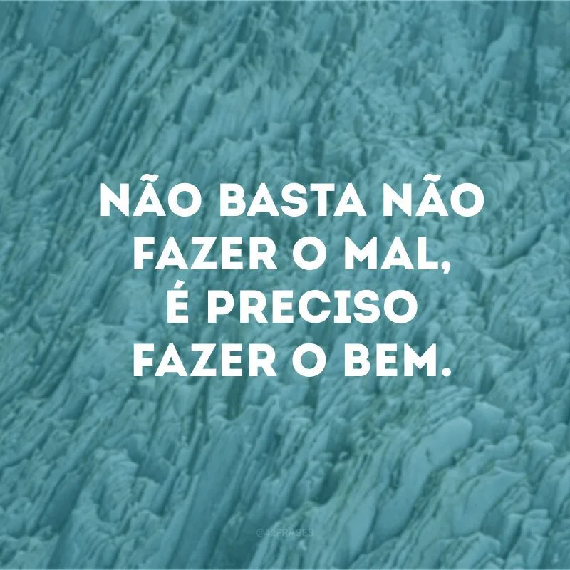 Não basta não fazer o mal, é preciso fazer o bem.