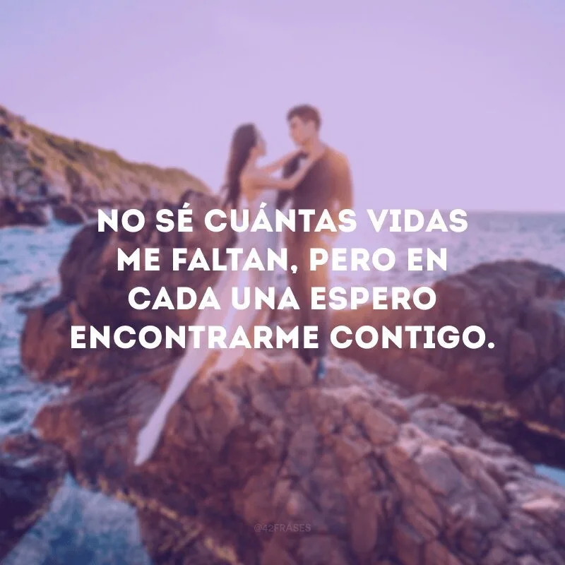 No sé cuántas vidas me faltan, pero en cada una espero encontrarme contigo.
(Não sei quantas vidas me faltam, mas em cada uma espero me encontrar com você).