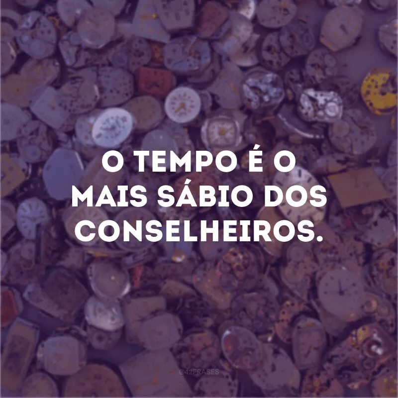 O tempo é o mais sábio dos conselheiros. 