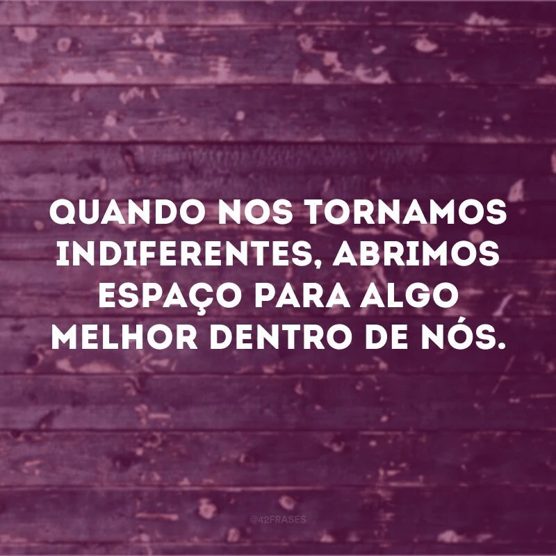 Quando nos tornamos indiferentes, abrimos espaço para algo melhor dentro de nós.