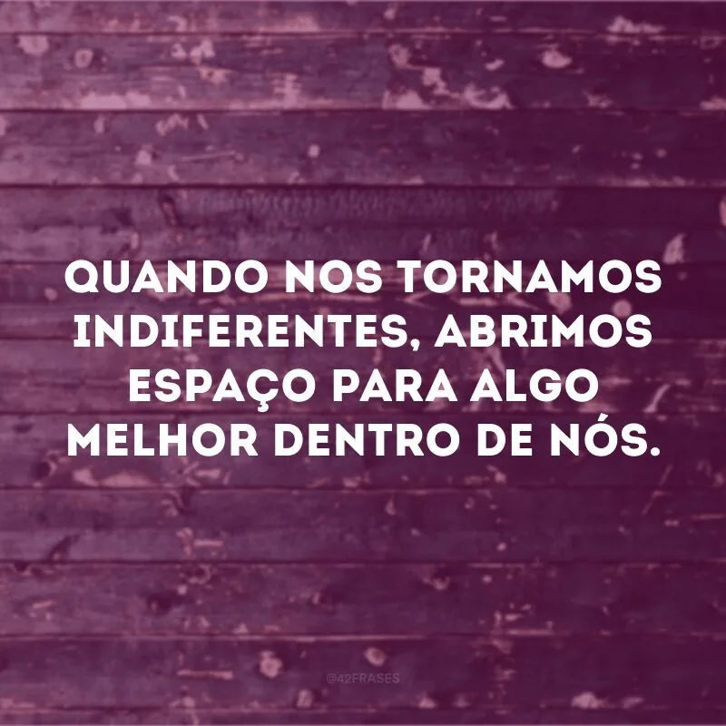 Quando nos tornamos indiferentes, abrimos espaço para algo melhor dentro de nós.