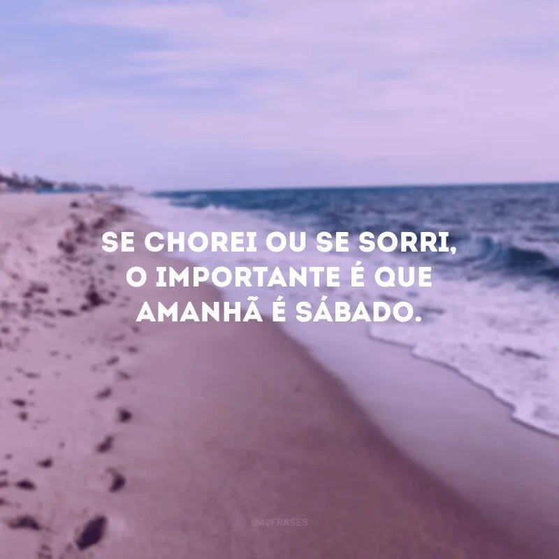 Se chorei ou se sorri, o importante é que amanhã é sábado.