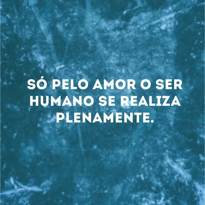 Só pelo amor o ser humano se realiza plenamente.