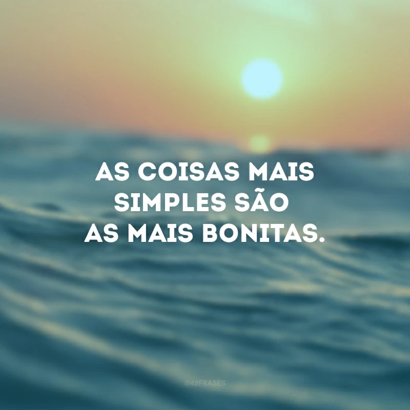 As coisas mais simples são as mais bonitas. 