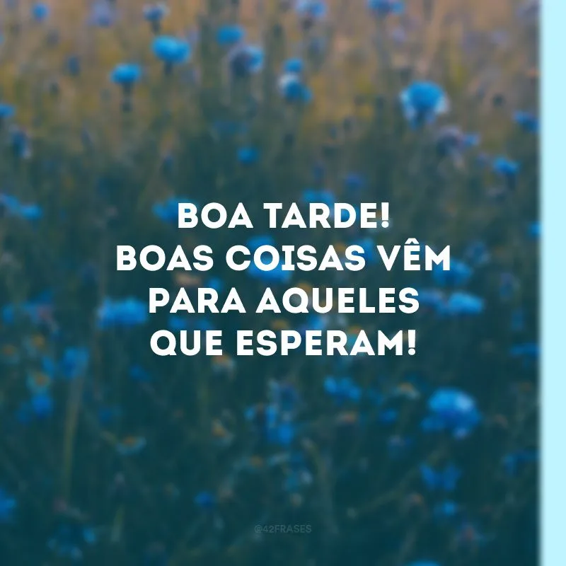 Boa tarde! Boas coisas vêm para aqueles que esperam!