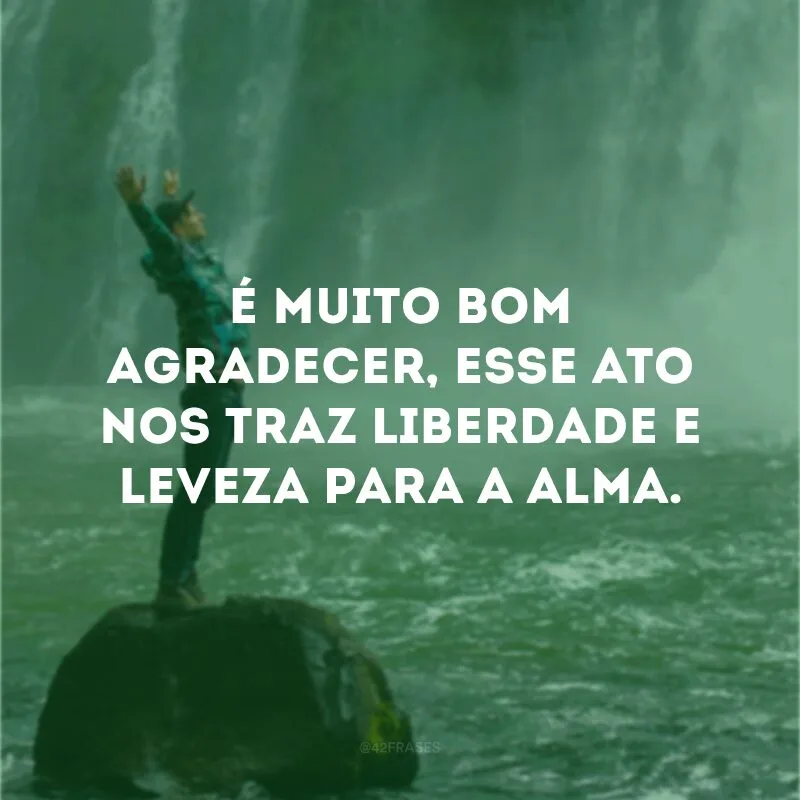 É muito bom agradecer, esse ato nos traz liberdade e leveza para a alma.