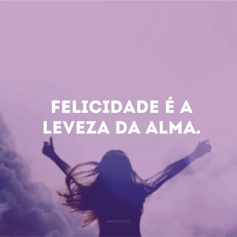 Felicidade é a leveza da alma.
