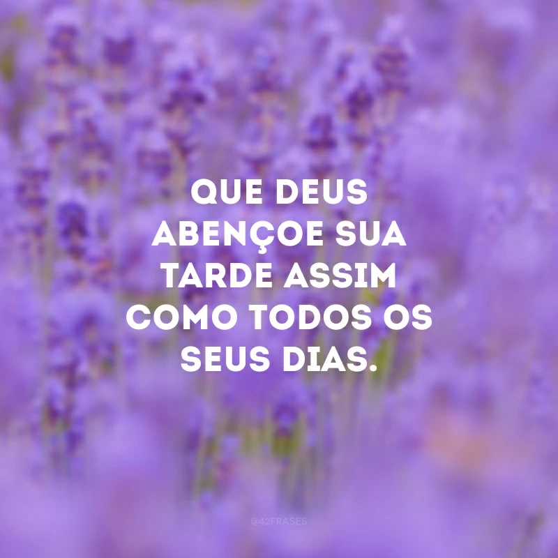 Que Deus abençoe sua tarde assim como todos os seus dias.
