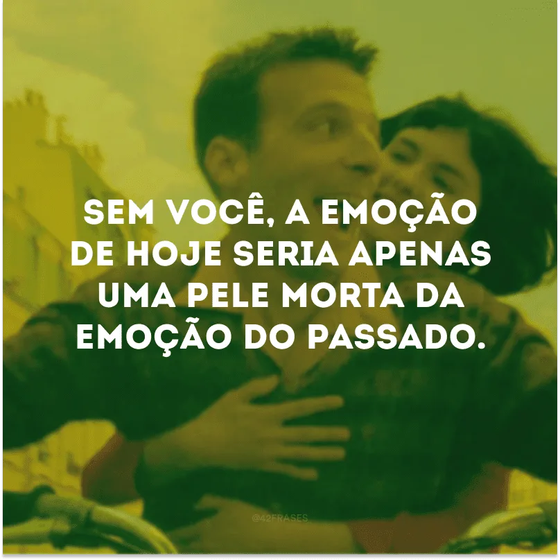 Sem você, a emoção de hoje seria apenas uma pele morta da emoção do passado.