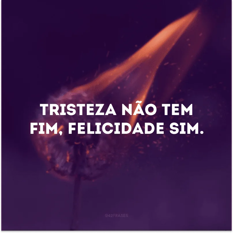 Tristeza não tem fim, felicidade sim.