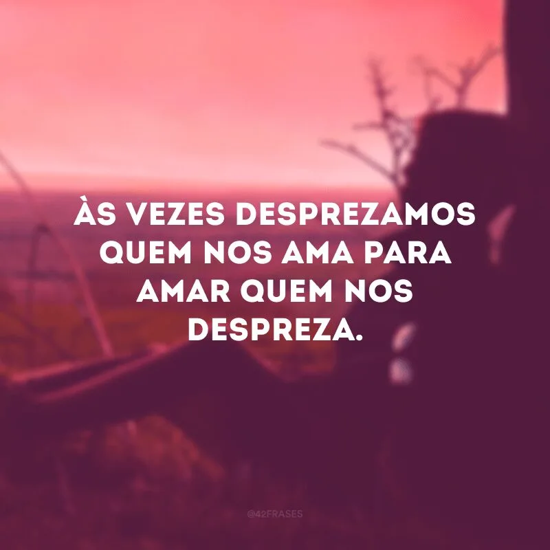 Às vezes desprezamos quem nos ama para amar quem nos despreza.