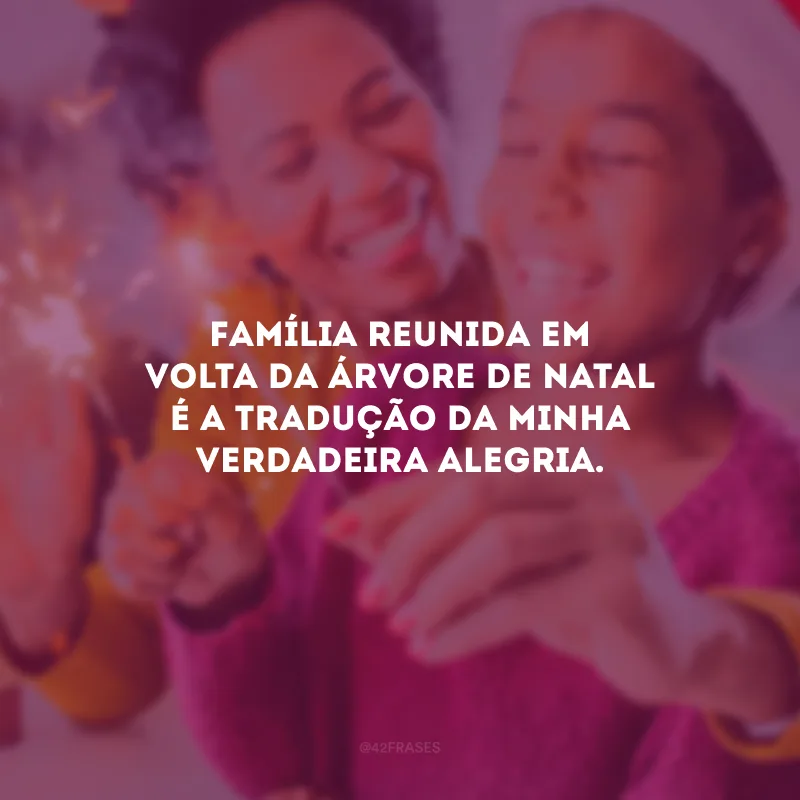 Família reunida em volta da árvore de Natal é a tradução da minha verdadeira alegria.