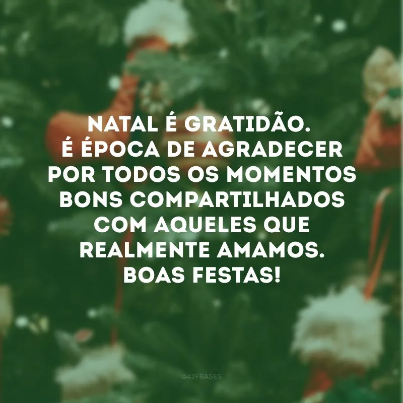 Natal é gratidão. É época de agradecer por todos os momentos bons compartilhados com aqueles que realmente amamos. Boas Festas!