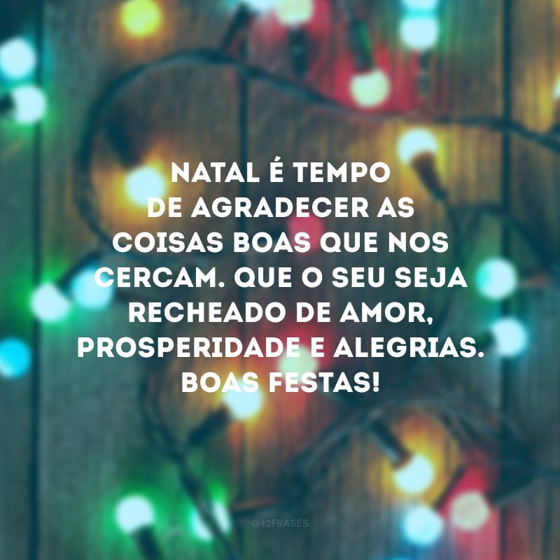 Natal é tempo de agradecer as coisas boas que nos cercam. Que o seu seja recheado de amor, prosperidade e alegrias. Boas Festas!