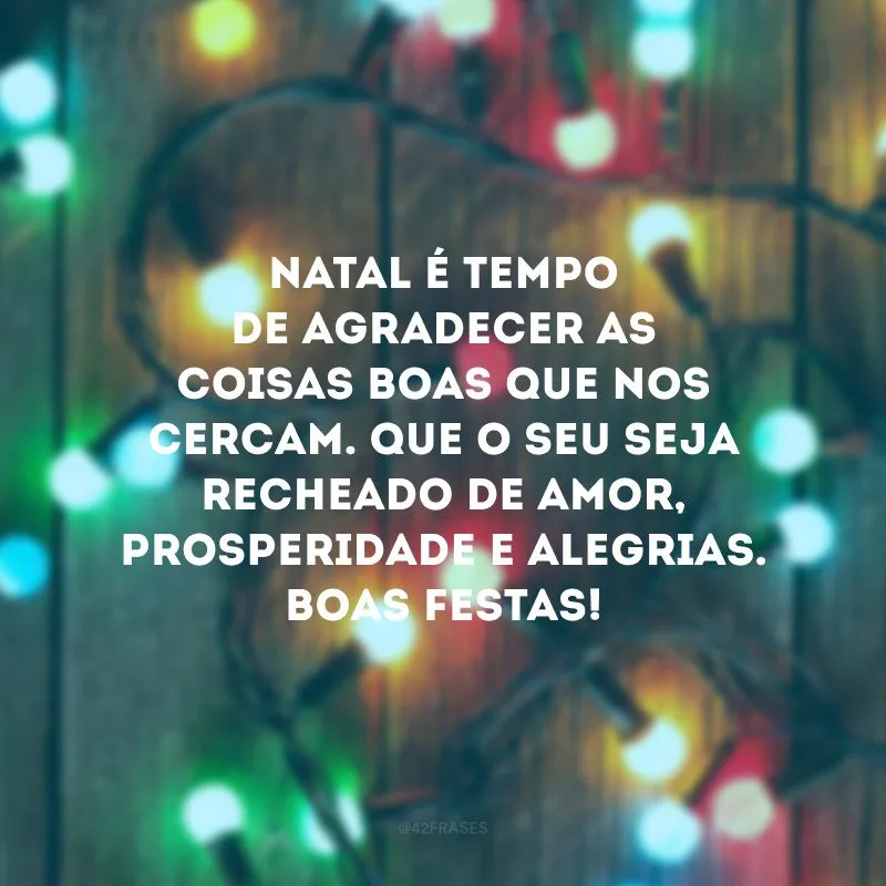 Natal é tempo de agradecer as coisas boas que nos cercam. Que o seu seja recheado de amor, prosperidade e alegrias. Boas Festas!