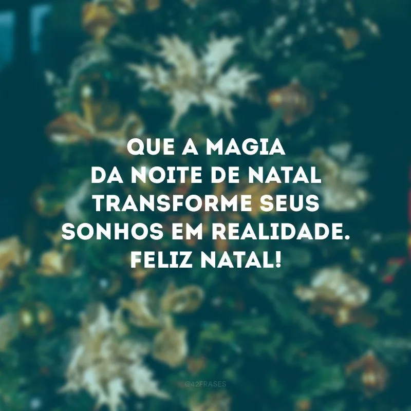 Que a magia da noite de Natal transforme seus sonhos em realidade. Feliz Natal!