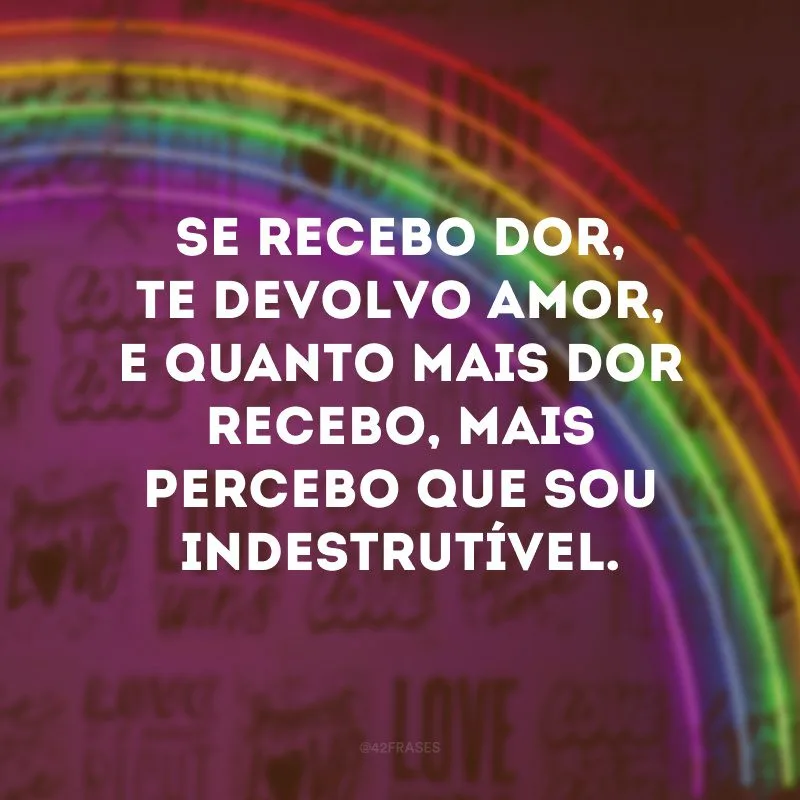 Se recebo dor, te devolvo amor, e quanto mais dor recebo, mais percebo que sou indestrutível. 