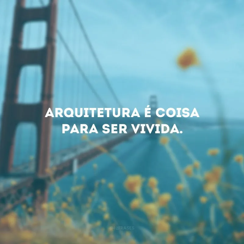 Arquitetura é coisa para ser vivida.