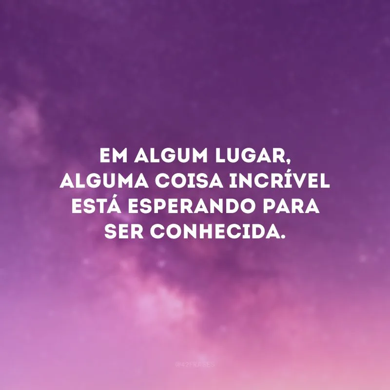 Em algum lugar, alguma coisa incrível está esperando para ser conhecida.
