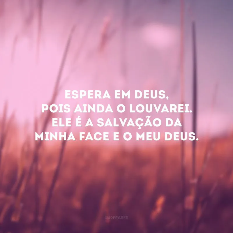 Espera em Deus, pois ainda o louvarei. Ele é a salvação da minha face e o meu Deus. 