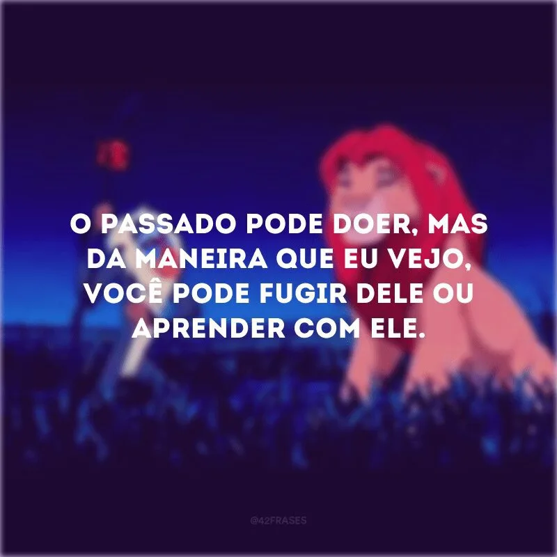 O passado pode doer, mas da maneira que eu vejo, você pode fugir dele ou aprender com ele. 