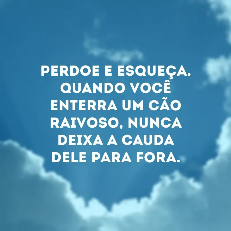Perdoe e esqueça. Quando você enterra um cão raivoso, nunca deixa a cauda dele para fora.